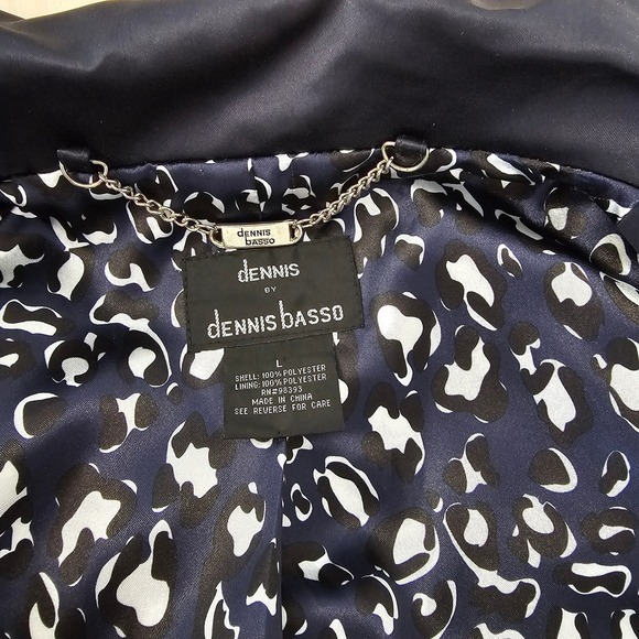 Dennis By Dennis Basso Navy Blue Coat Jacket L Zip Front Lined Springtime Jacket - Picture 6 of 16